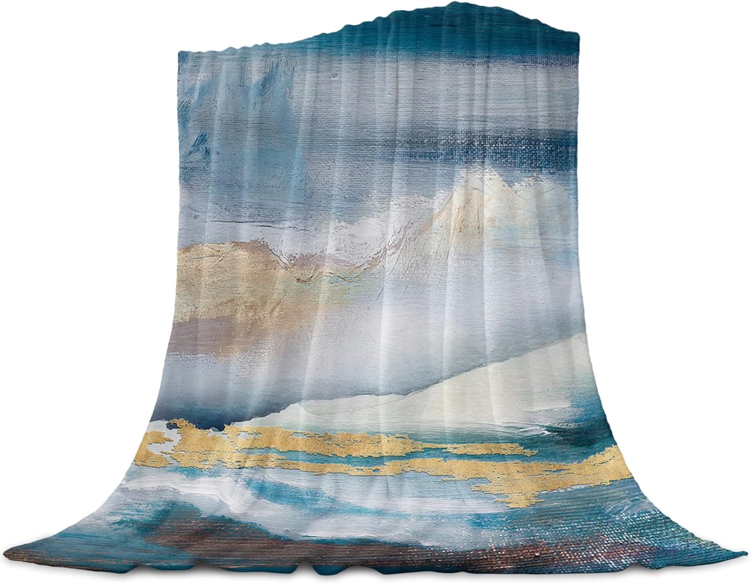 Fleece Blanket Warm Throw Blanket Modern Abstract Blue
