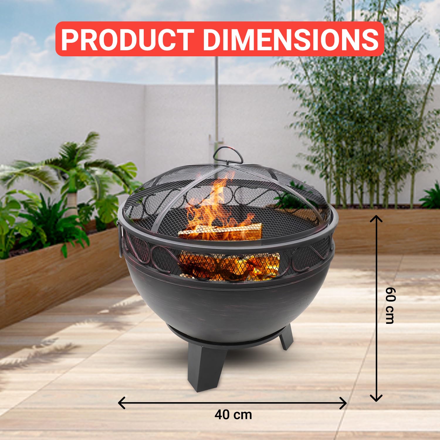 Brucialegna In Ferro Per Camino - Portalegna Da Interno/Esterno, 87x25x32 Cm