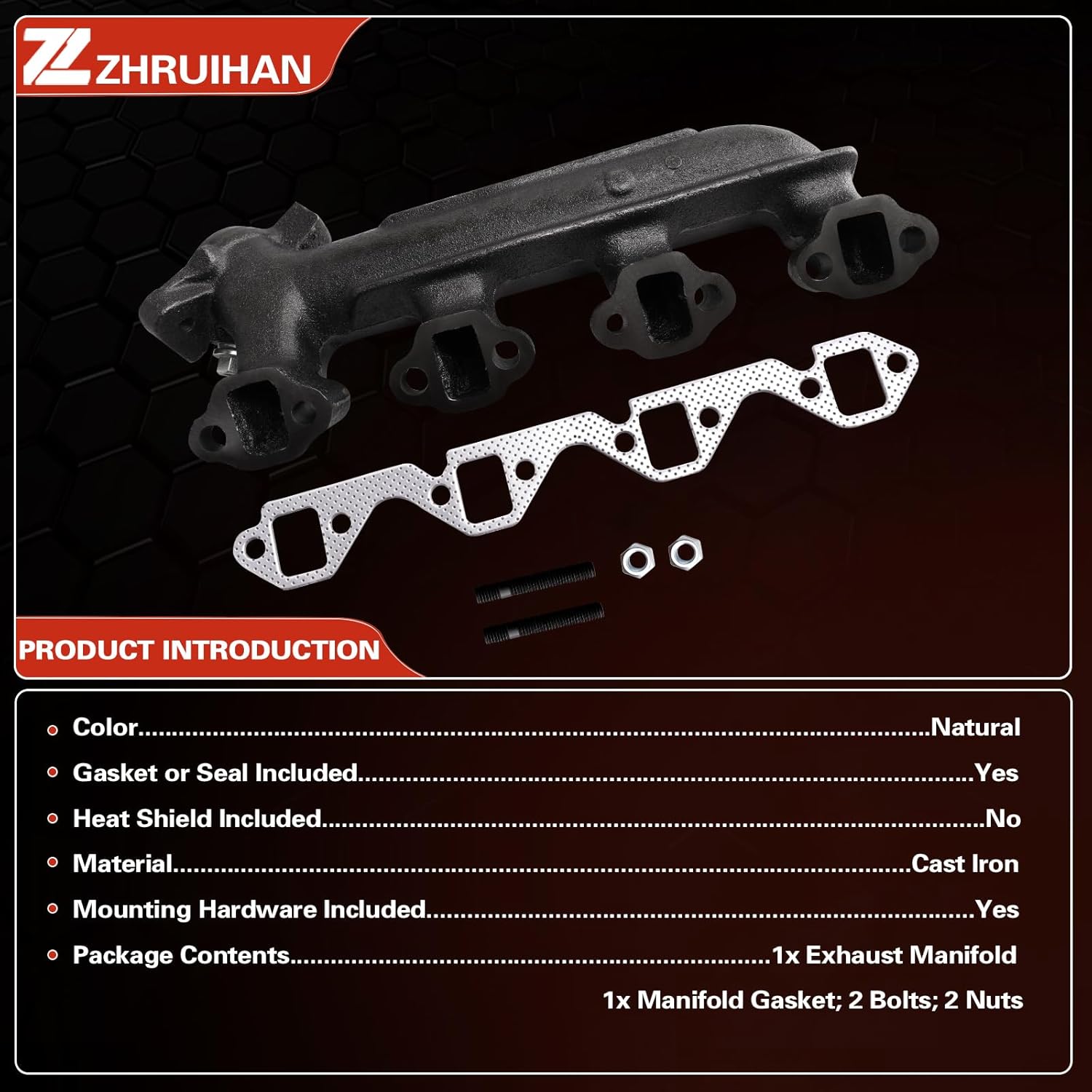 Exhaust Manifold Kit Direct Fit for 1986-1996 Bronco E-150 F-150 F-250,1986-1991 E-250 & Ltd crown victoria 5.0L V8, OE: 674153 EPA