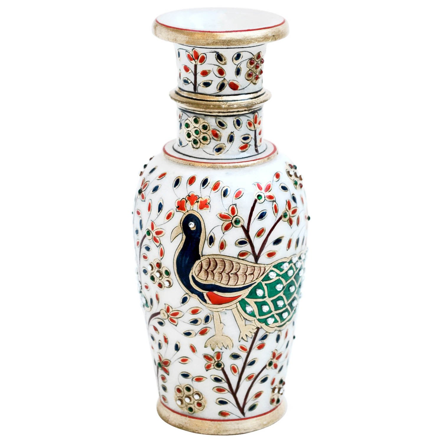 Handicrafts Paradise Marble Peacock Motif Flower Vase 9 Inch-image-37