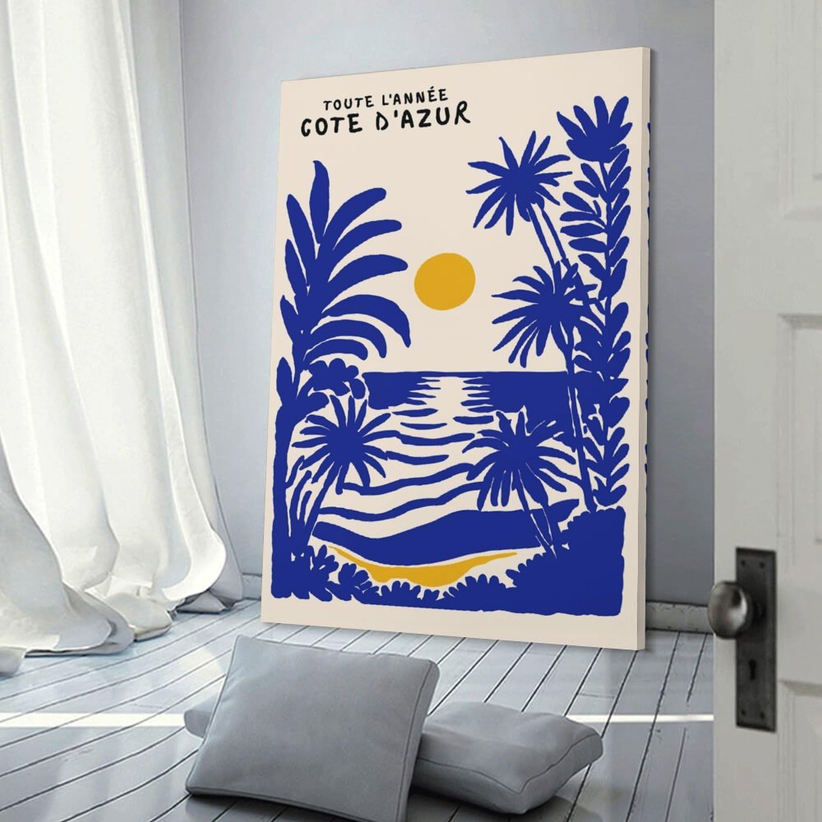 Junmoney Cote DAzur Travel Room Decor Wall Art 24x36inch(60x90cm), for Corridors, Hallways Or Apartment Entries, Decorative Wall Art for Narrow Spaces