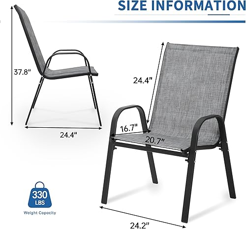Miniatura 2 de PIZZELLO Juego de 4 sillas de patio, sillas de comedor apilables para todo tipo de clima, juegos de sillas de exterior de textileno transpirable con