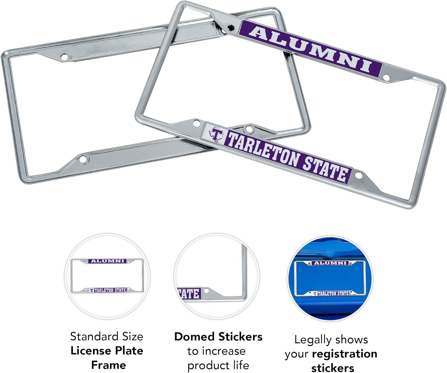 Desert Cactus Tarleton State University Car Accessories Metal License Plate Frame for Front or Rear of Car (Alumni 2 Pack)