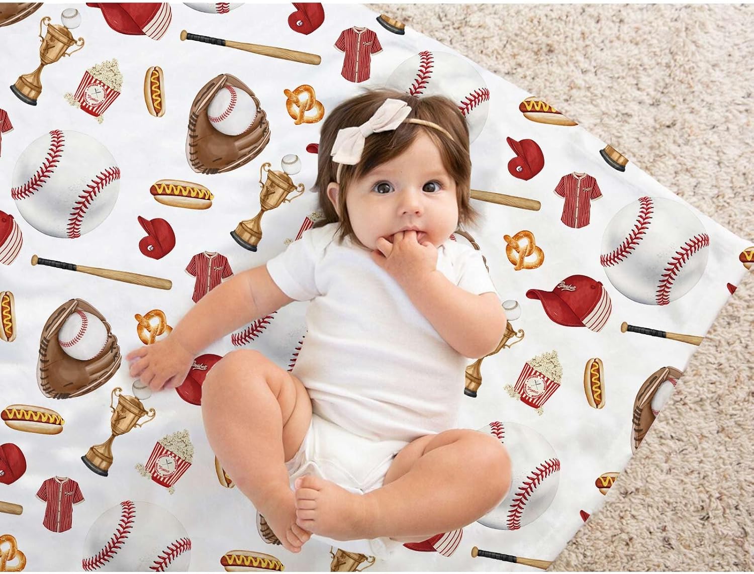 Baseball Baby Blanket for Boys, Sports Toddler Soft Minky Blanket with Double Layer Dotted Backing, Baseball Sports Nursery Newborn Baby Crib Receiving Blanket, 30"x40"
