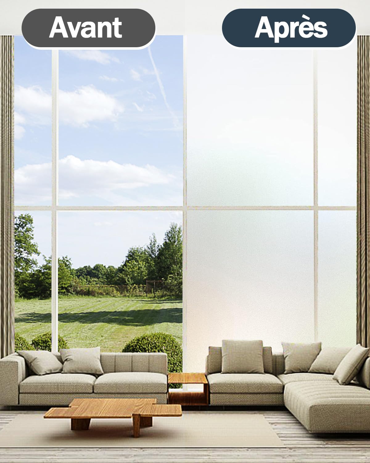 Film Fenetre Anti Regard Outils d'Installation Inclus, Protection UV, Idéal pour Portes de Bureau à Domicile ou Salle de Bain Film Autocollant en Verre dépoli, Brise-Vue, Statique, 75 x 400 cm, Mat