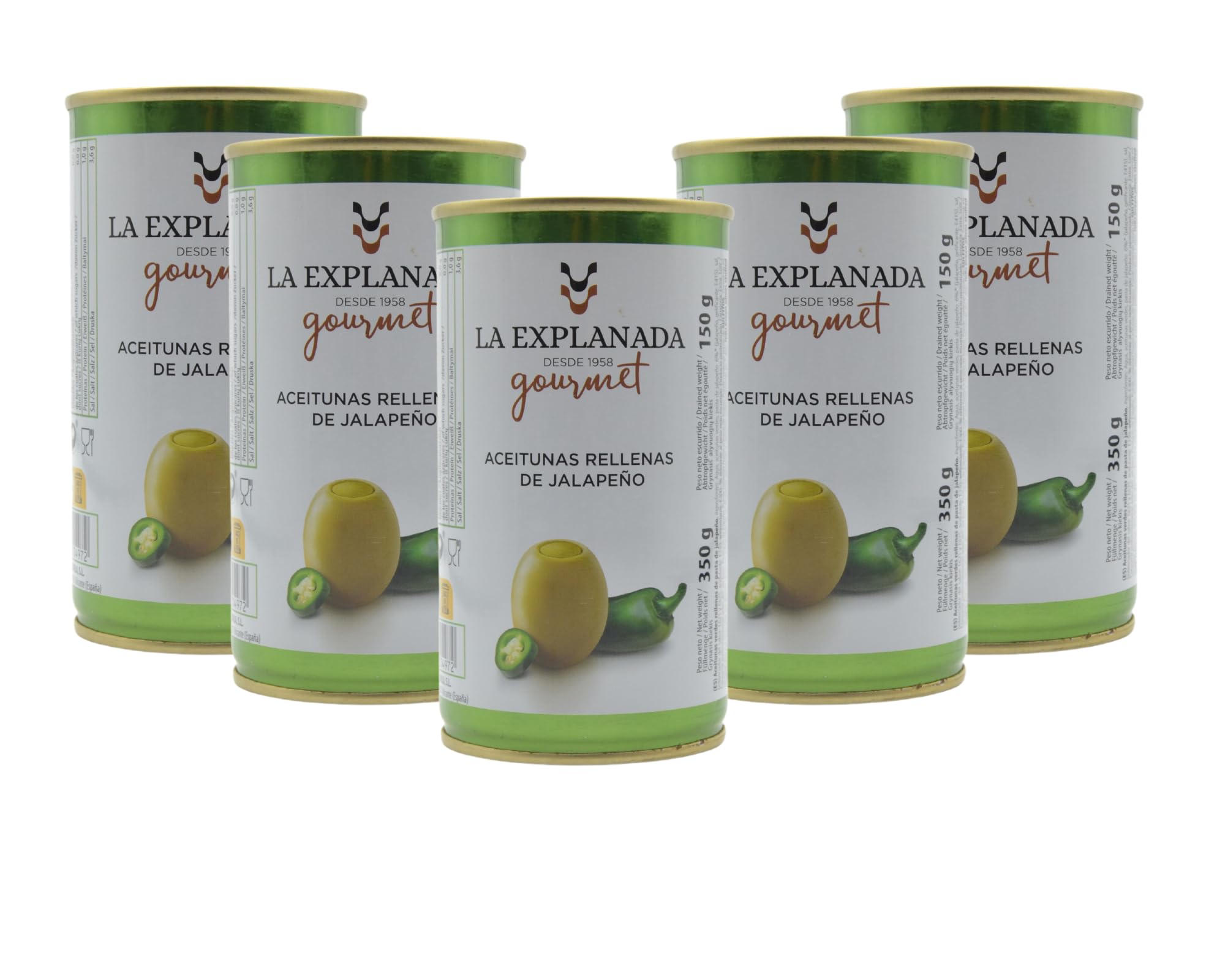Aceitunas Rellenas de Jalapeño Pack 15 uds 2250g Picante Medio Origen Español