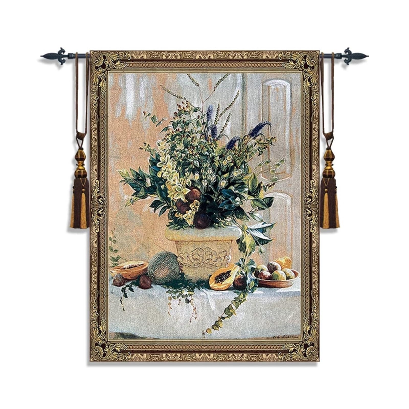 Tenture murale fleurs et fruits pour créer un salon campagne vintage cosy