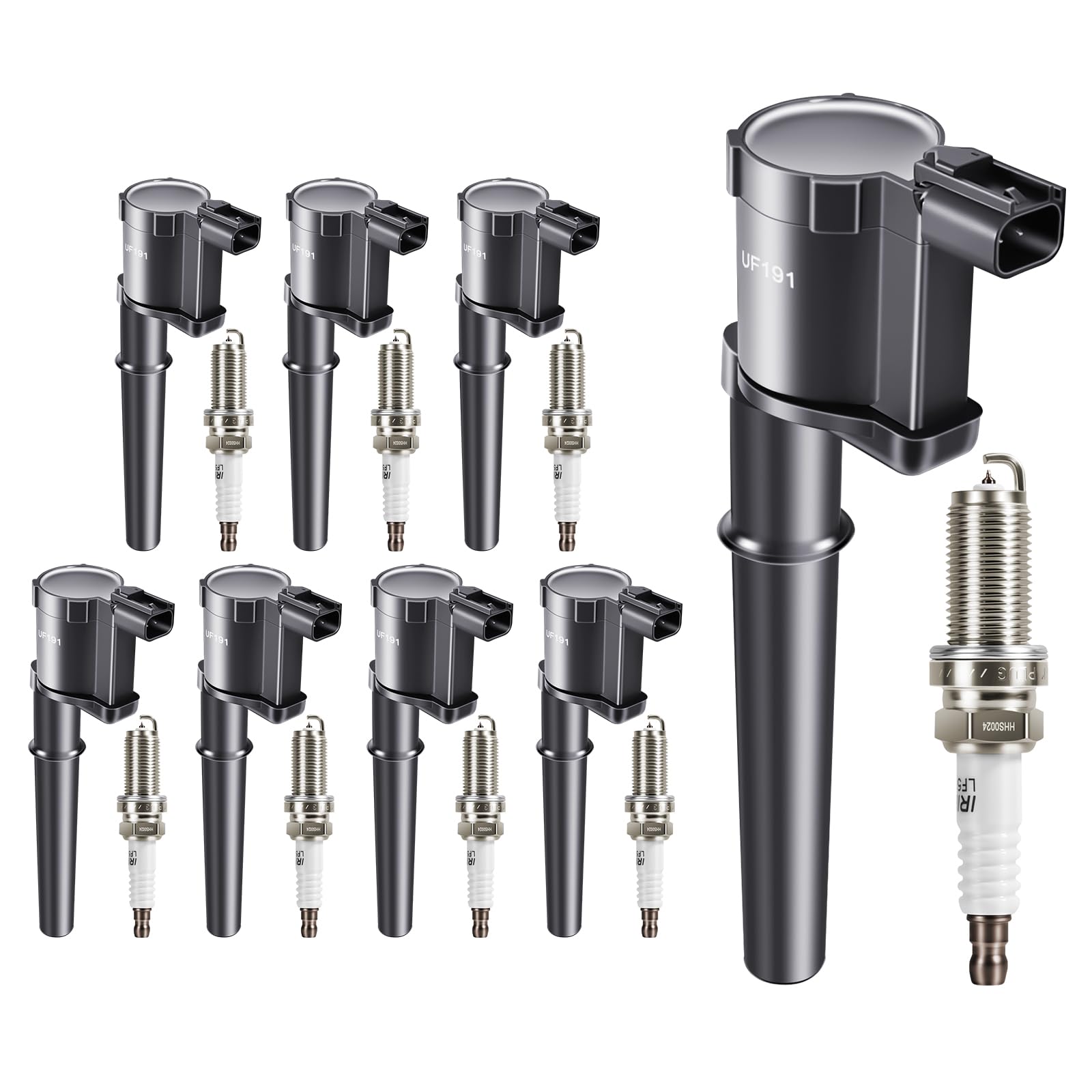 GPMMWPG Ignition Coil Pack and Iridium Spark Plugs Set of 8 Compatible with Ford Mustang 4.6L 1999-2004, 5.4L 2007-2012, 5.8L 2013-2014, GT 2005-2006,