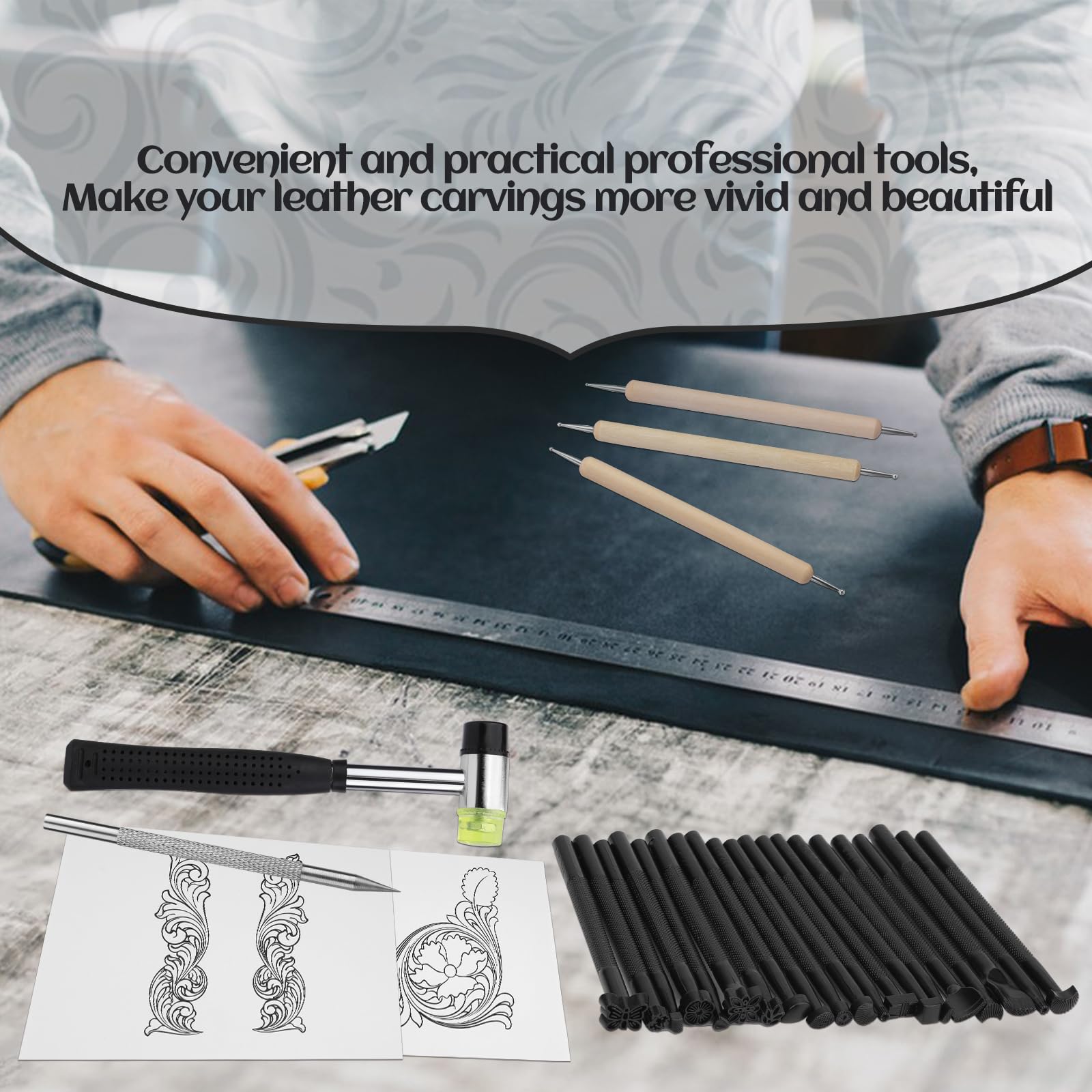 Leather Stamping Tools Kit - DIY Leather Crafts -5