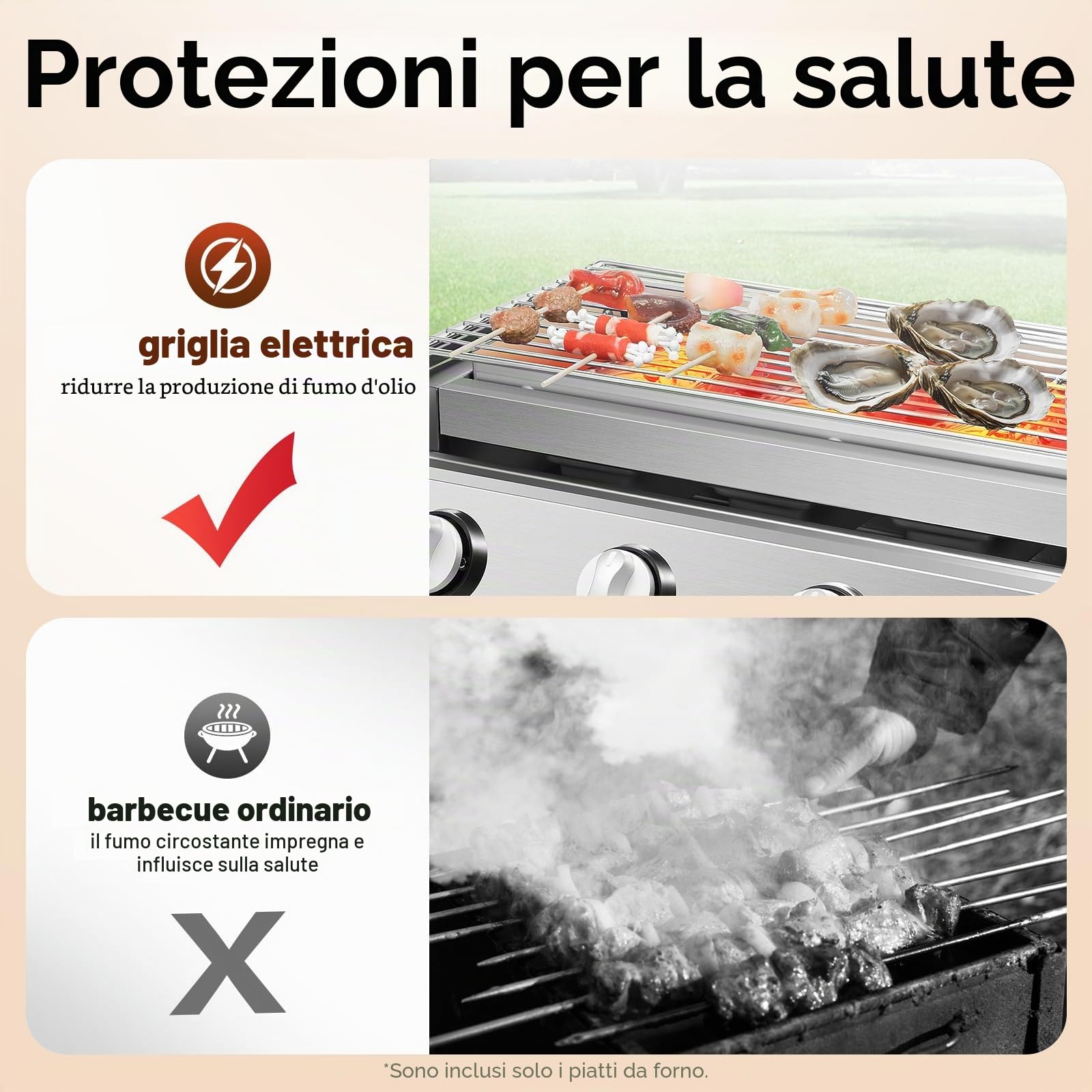 Griglia a gas a 4 fiamme, portatile, in acciaio inox, da tavolo, a gas, con 4 piastre in acciaio, colore argento, regolabile in altezza, per campeggio, riunioni