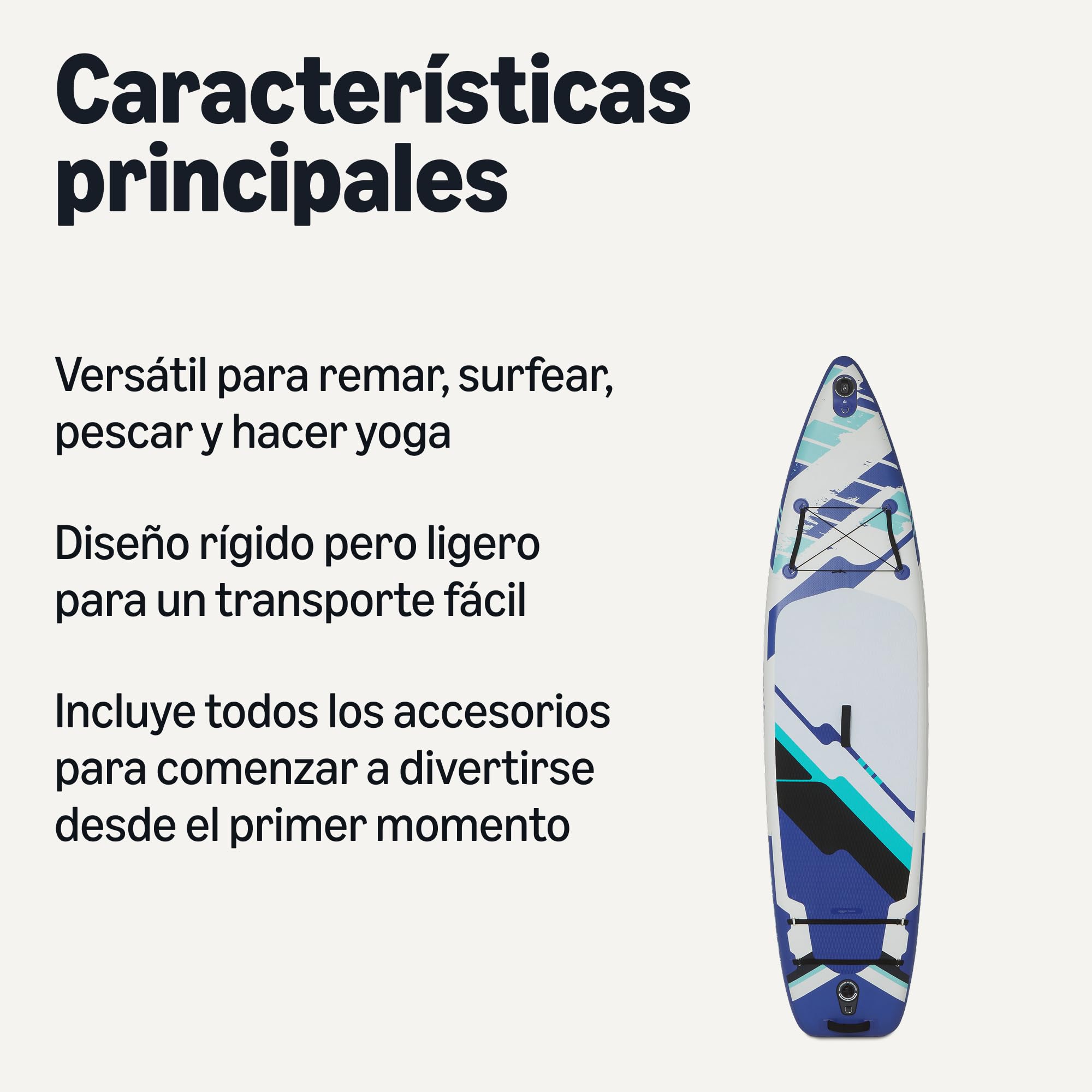 Amazon Basics Tabla de Paddle Surf de Pie con Kit Completo de Accesorios, 335 cm x 84 cm, Azul