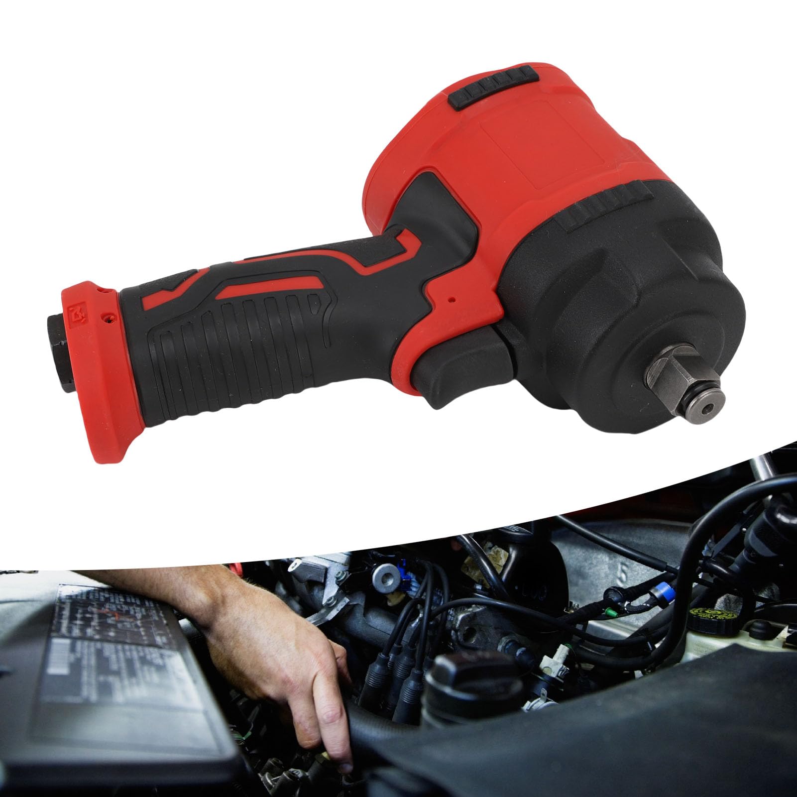 VGEBY Pneumatyczny Klucz Udarowy Pneumatyczne Narzędzie Elektryczne z Napędem 1 2 Cali 1200 Nm 10000 Obr./min Lekka Obudowa Kompozytowa o Wadze 1,3 Kg dla Mechaników Zajmujących się Usuwaniem Opon