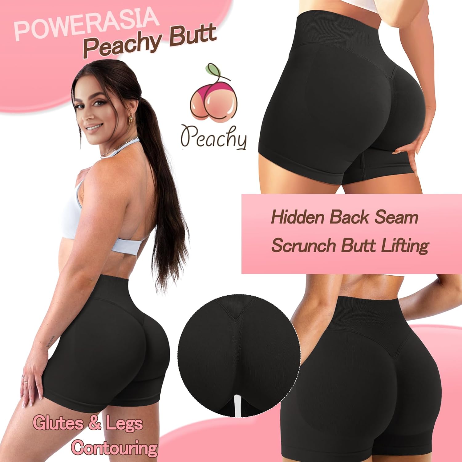 4.5" Workout Impact Shorts Hidden Scrunch Butt Lifting Gym Booty Biker Shorts for Women Tummy Control - Image 3