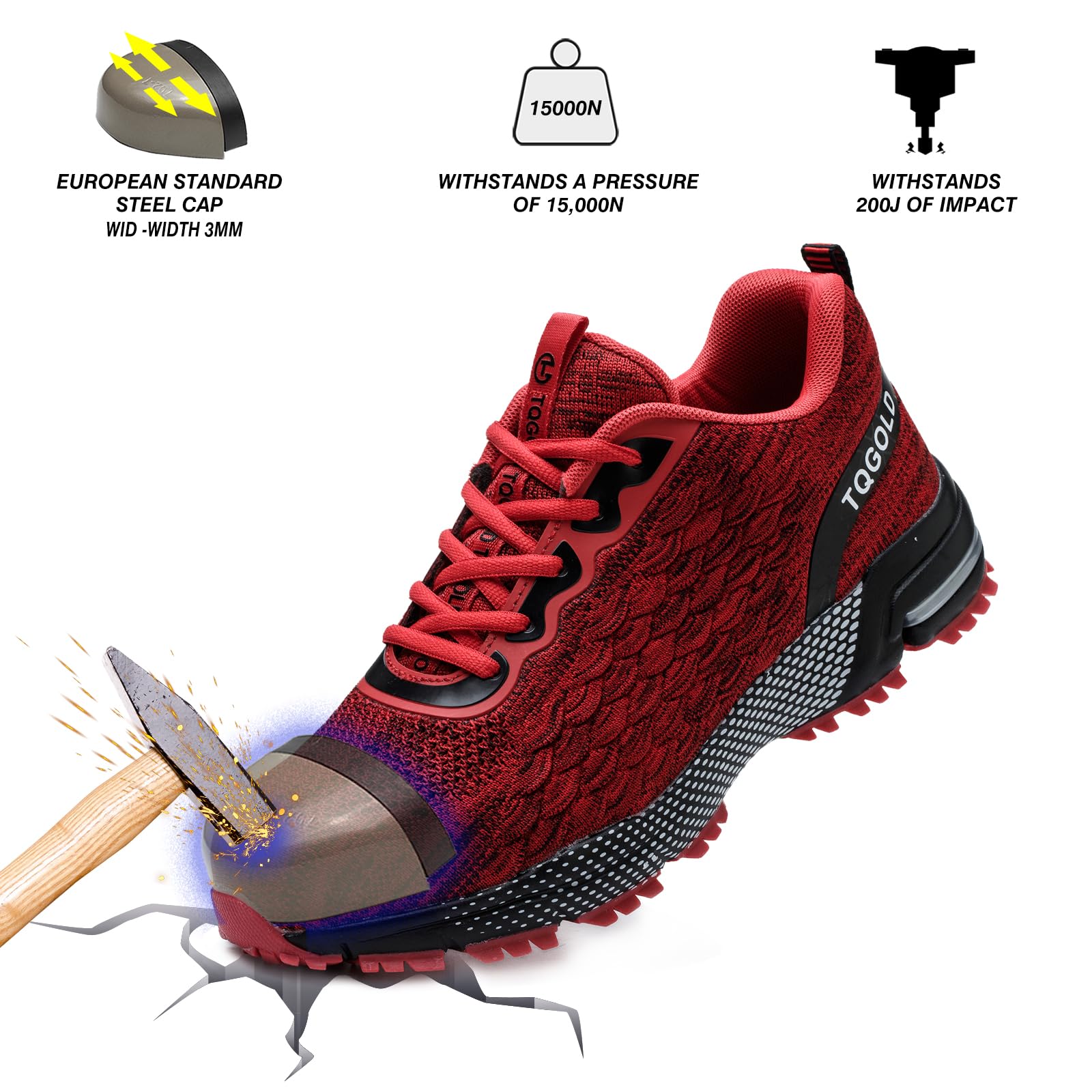 TQGOLD Scarpe Antinfortunistiche Uomo Leggere Comodo Donna Scarpe da Lavoro con Punta in Acciaio Ammortizzazione Traspiranti Antiscivolo Scarpe Protettive Industriali