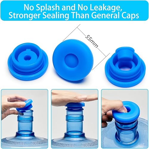 Miniatura 4 de Tapa reutilizable para jarra de agua de 3 y 5 galones, tapas de botellas de agua para botellas de 2.165 in, tapas de silicona antiderrames para