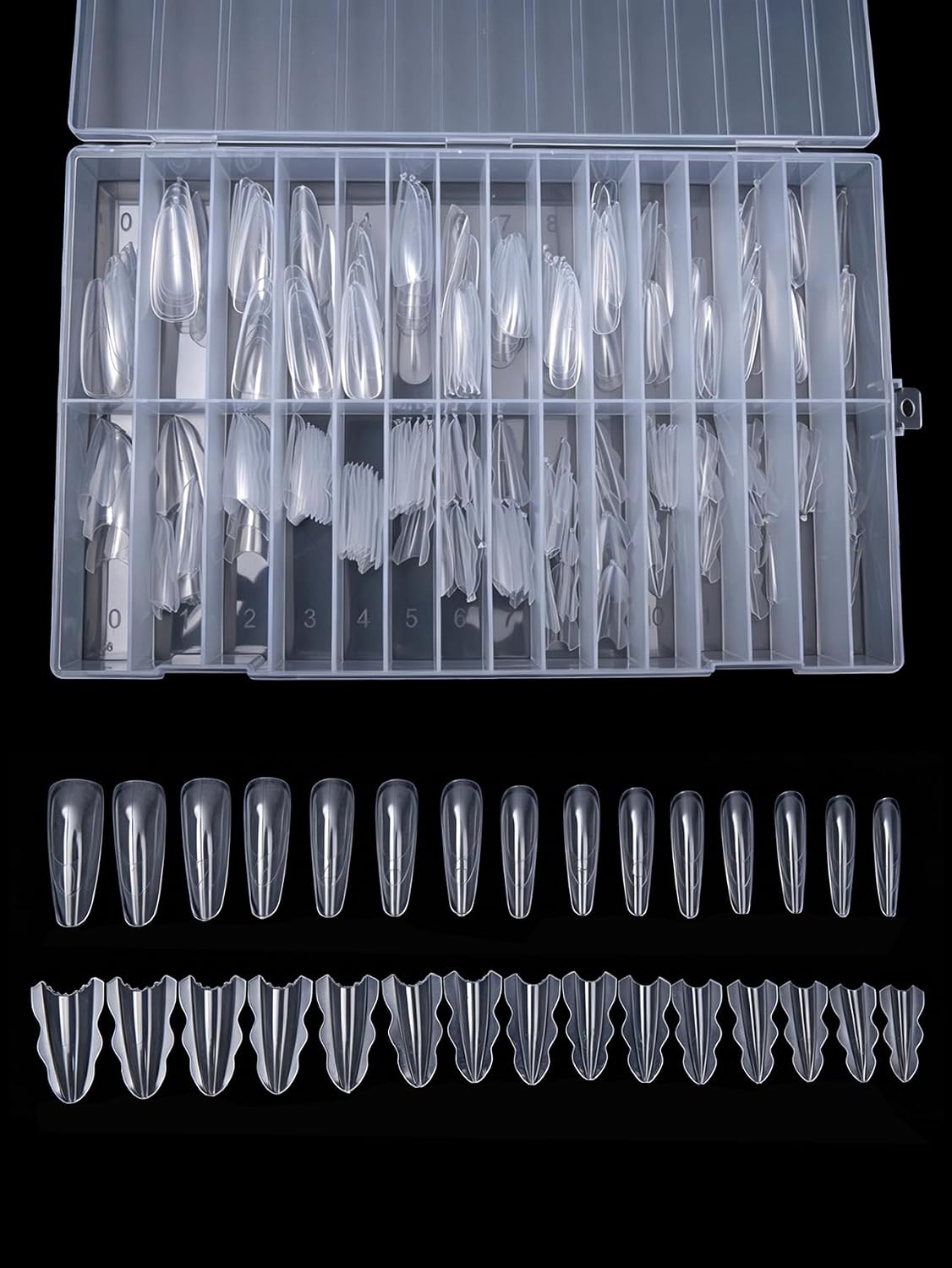 Sandwich Dual Nail Forms Professional Sandwich Dual Forms-240Pcs Long Stiletto Nail Mold for Fast Extension,15 Sizes Reusable Salon Manicure Tools (240pcs F50s)