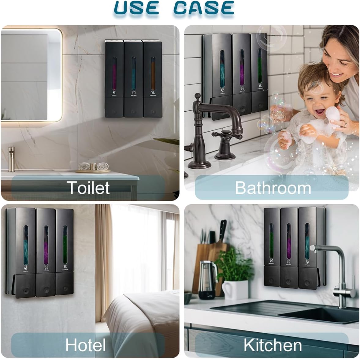 Shampoo and Conditioner Dispenser, Shower Soap Dispenser, Shower Dispenser 3 Chamber no Drill, Shower Soap Dispenser Wall Mounted 3 * 13.53oz