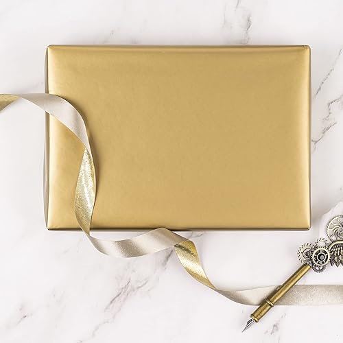 Miniatura 4 de RUSPEPA Papel de regalo dorado de color sólido para bodas, cumpleaños, fiestas, felicitaciones y vacaciones, 30 pulgadas x 100 pies