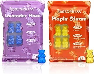 Wax Melts - Sweet Treats Variety Pack - 32 Cute Bear Scented Wax Cubes for Warmers - Features Lavender Haze, Maple Steam-2 Pack