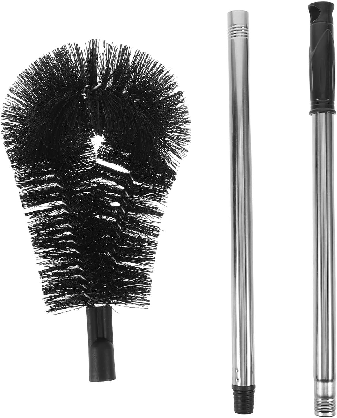 SEWACC Outdoor Gutter Cleaner Tool with 31.5 Inch Sectional Pole and 22mm Threaded Rod, Stainless Steel and Plastic Fountain and Statue Cleaning Brush for High Ceilings and Hard-to-Reach