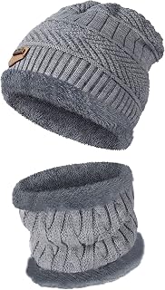 Beanie Hats for Men Winter Hats for Men Black Beanie Knit Hat Mens Hat Scarf Set Winter Warm Hats for Men Women