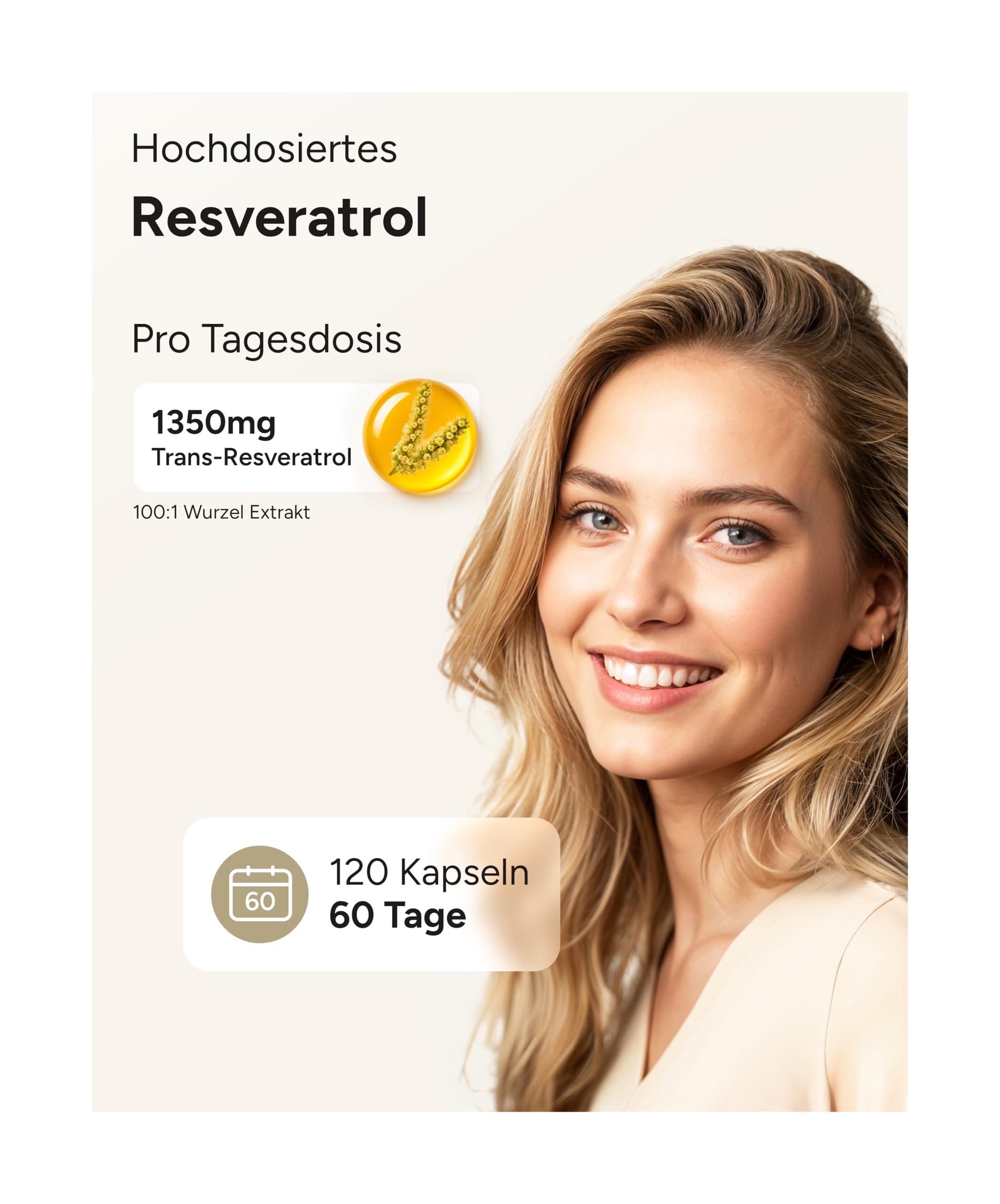 Trans Resveratrol Kapseln 1350mg – 120x Resveratrol Hochdosiert – 100:1 Trans-Resveratrol PLUS aus japanischem Knöterich – 2 Monatsvorrat – Made in Germany