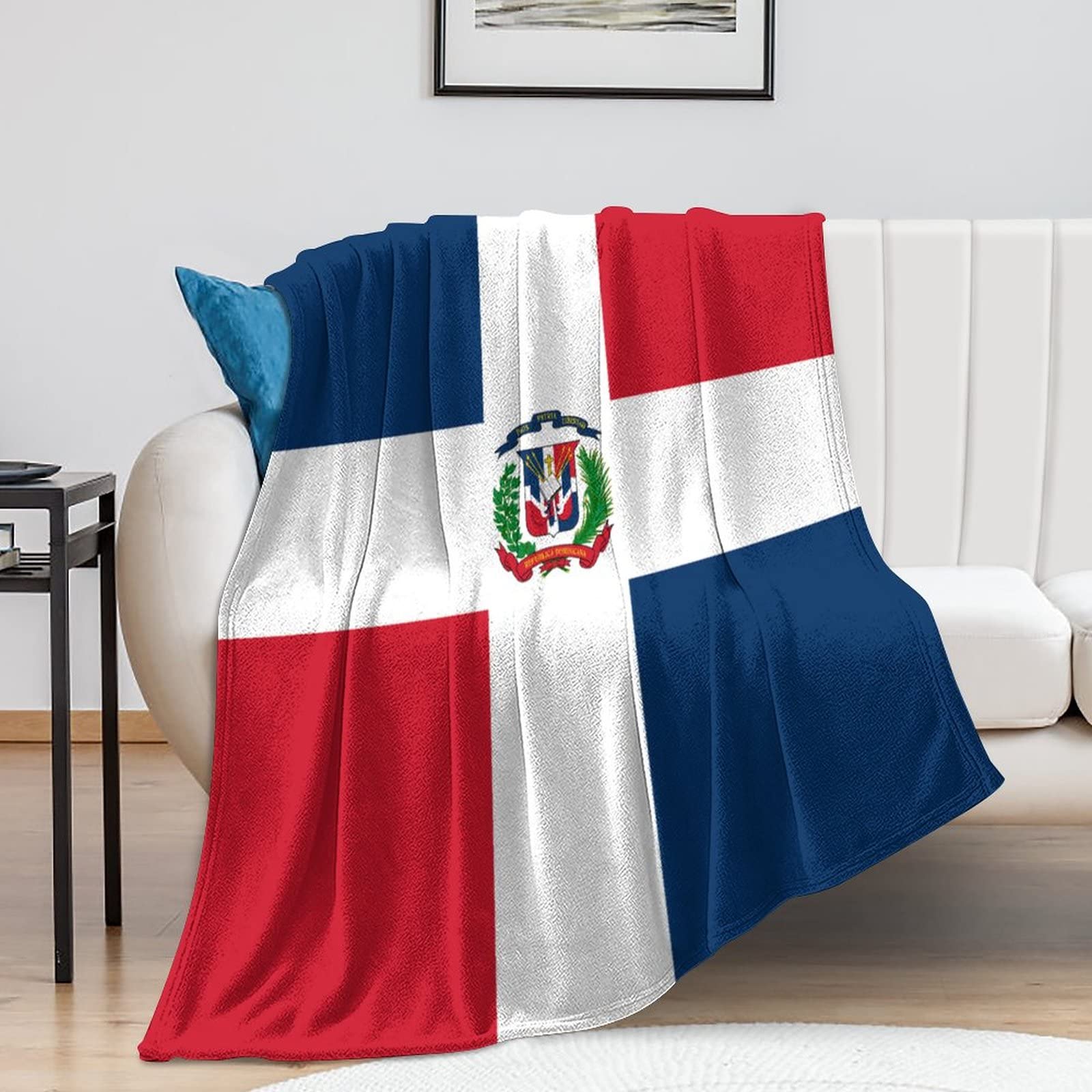 Couverture drapeau République Dominicaine en polaire soyeuse 152x203 cm