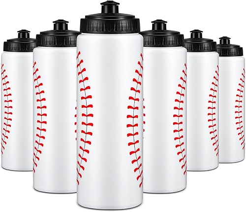 Yaomiao Botella de agua de béisbol reutilizable a granel para niños, botella deportiva de béisbol para niños, botellas de agua exprimibles de 20