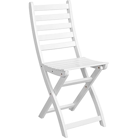 Butlers Lodge Holzstuhl Weiß für Balkon 36x50x86 cm - klappbarer Stuhl