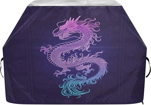 Blueangle 65 Inch Heavy-Duty Waterproof Purple Chinese Dragon Grill Cover for BBQ/Gas Grills Outdoor - Windproof Edges All Weather Protection Barbecue Covers 219