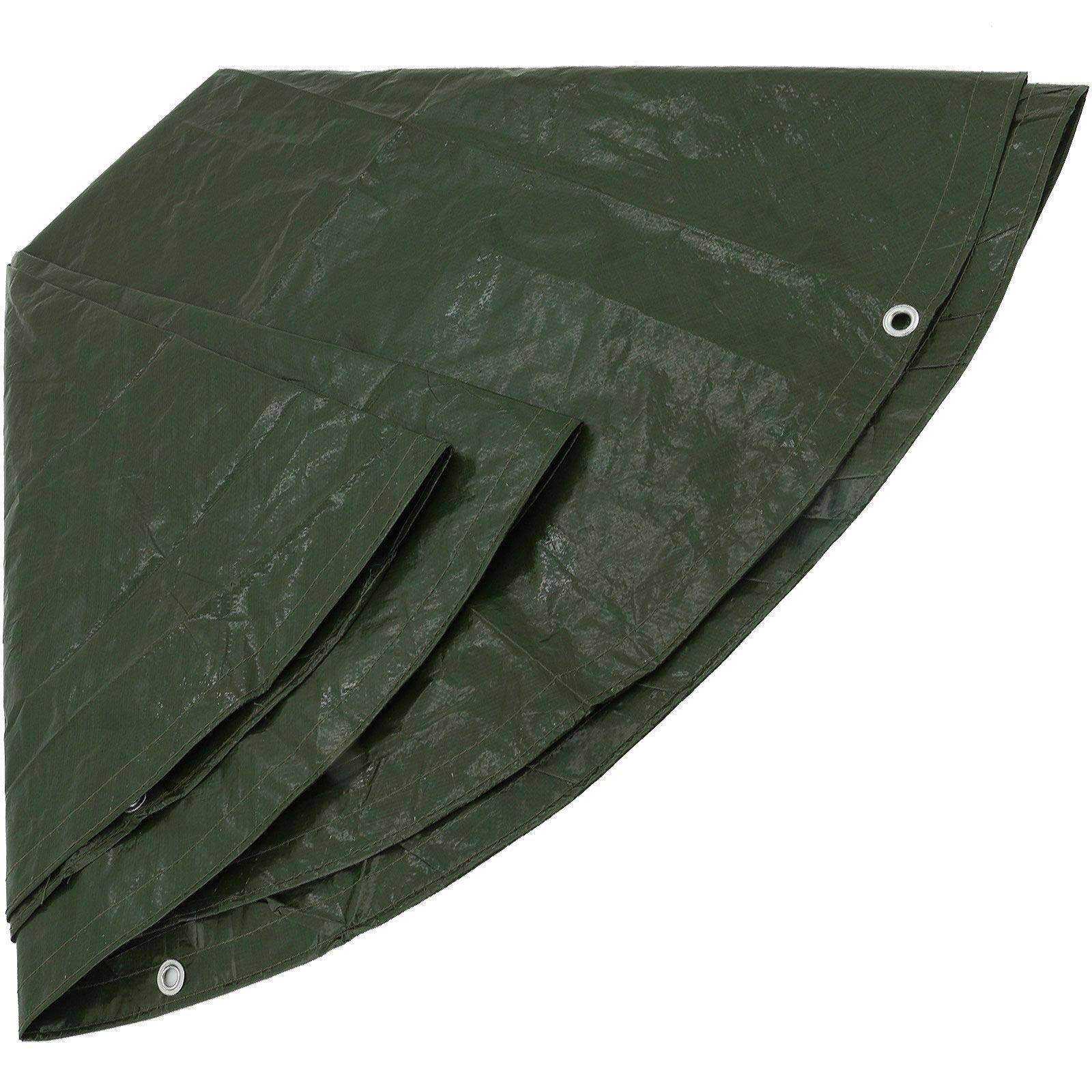 210 PE-Abdeckplane (Farbe Grün, 5 m rund, 13 mm Ösen im verstärkten Rand, UV-stabil, extrem reißfest, langlebig, universell einsetzbar, Gewebeplane) 430500