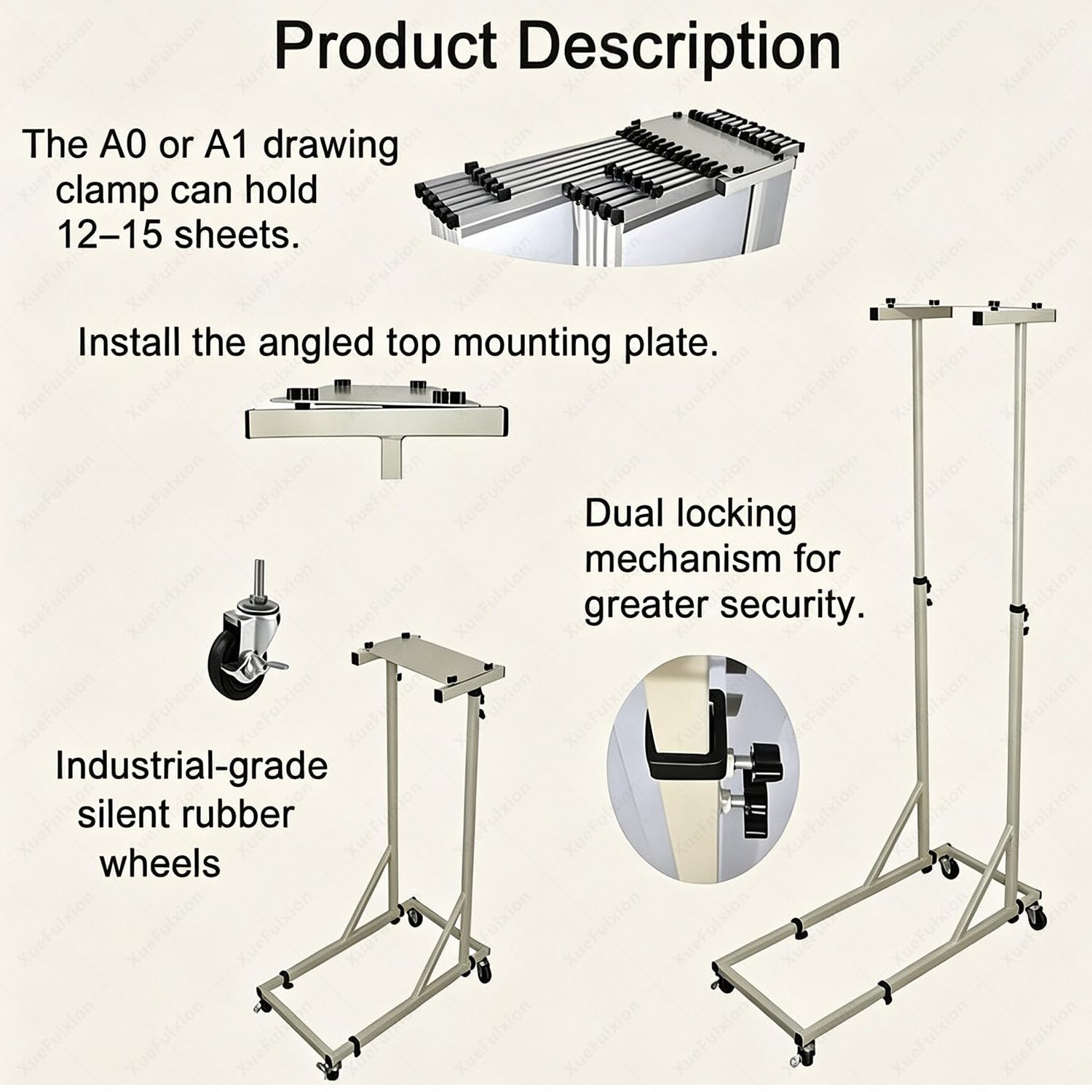 Support Autoportant Pour Plans équipé De Plusieurs Pinces 6A16A2Clamps