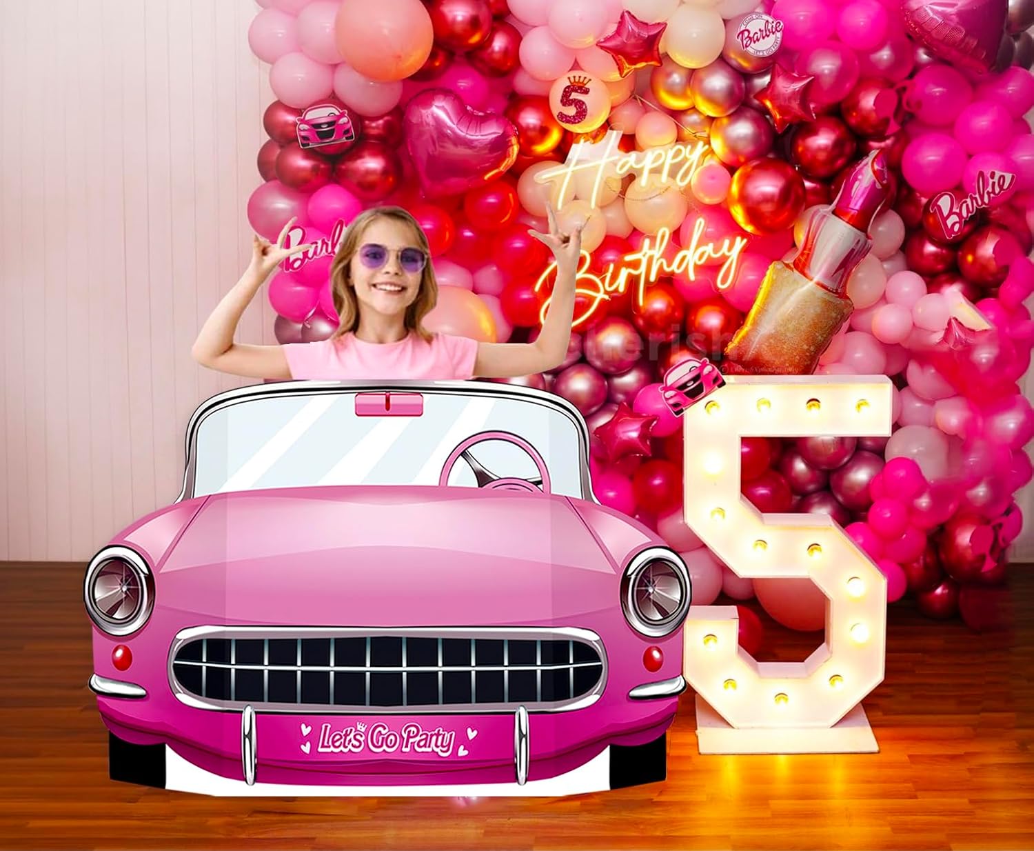 Pink Cars Convertible Photo Booth Props Doll Party Decorations Decor Party Favors for Girls Doll Princess Birthday Party