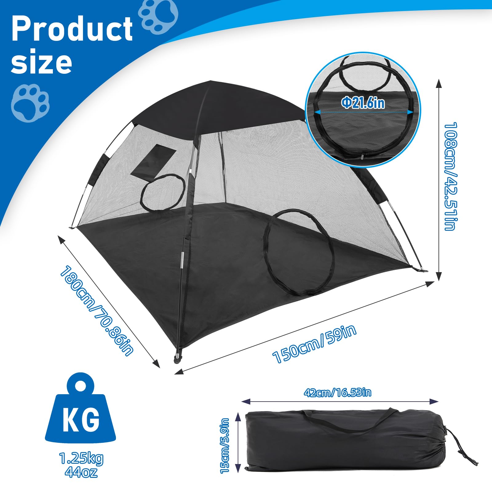 GEERTOP Mesh Cat Tent Outdoor, Cat Enclosure for Outside Indoor, Portable Sunshade Playpen Playhouse for Cats Dogs Puppy Small Animals