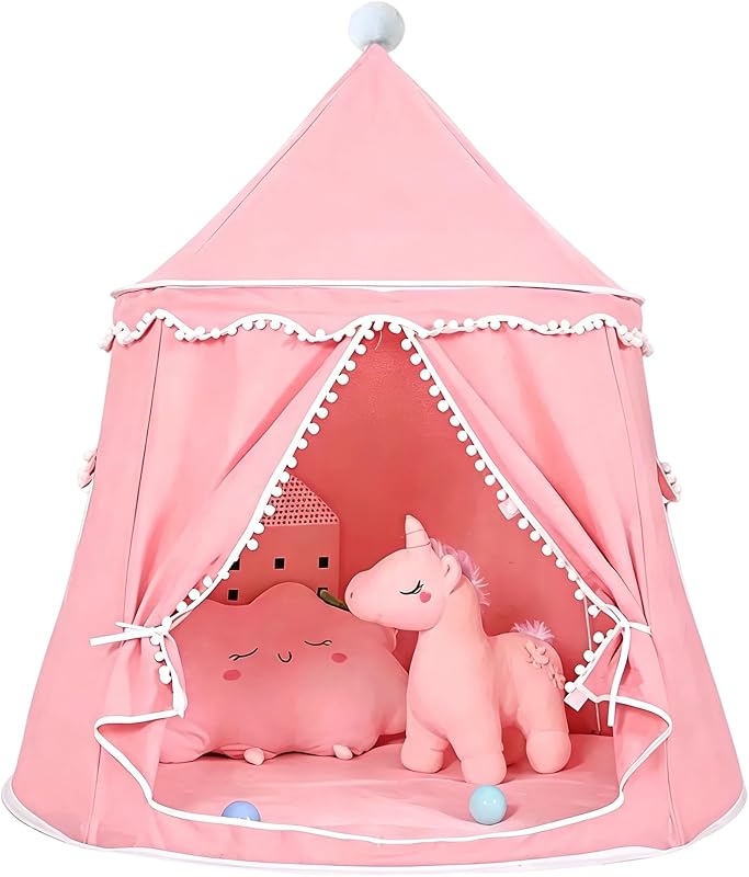 Kids Play Tent, Kids Castle with Carry Bag, Kids Playhouse for Kids Ages 3-8, Portable Children Game Tent, Toddler Tent for Kids Indoor/Outdoor (Pink)