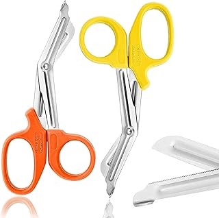 AAPROTOOLS NEW PREMIUM GRADE 2 PCS (YELLOW & ORANGE) PARAMEDIC UTILITY BANDAGE TRAUMA EMT EMS SHEARS SCISSORS 5.5 INCH STAINLESS STEEL A+ QUALITY