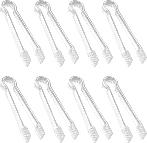 8 pinzas para utensilios de servir de 6.3 pulgadas, pinzas de plástico transparente para servir alimentos, pinzas de hielo pequeñas para ensalada de