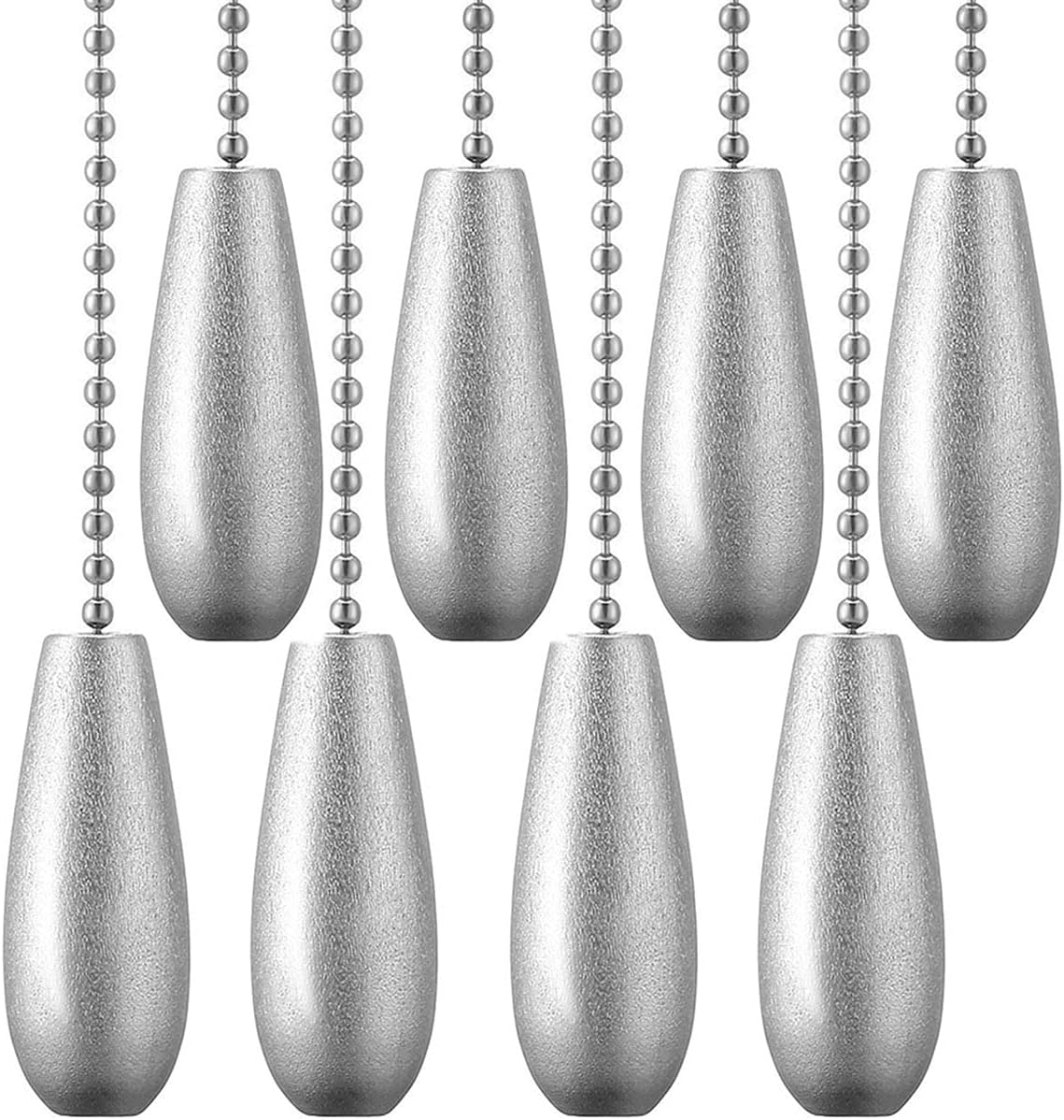 Ceiling Fan Chain Pulls Decorative Extension 12 Inches Silver Color Wooden Pull Chain Fan Pulls Set Ornaments for Ceiling Light Lamp Fan Chain (Nickel) 8 Pcs