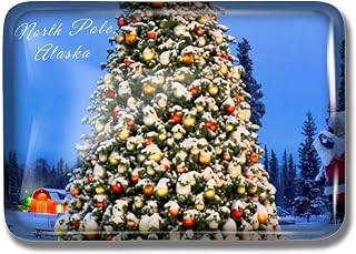 Crystal Fridge Magnets for North Pole Santa Claus House Alaska USA Travel Souvenir Collectibles Rectangle Funny for Kitchen Gift Home Decoration Office Whiteboard Landmark