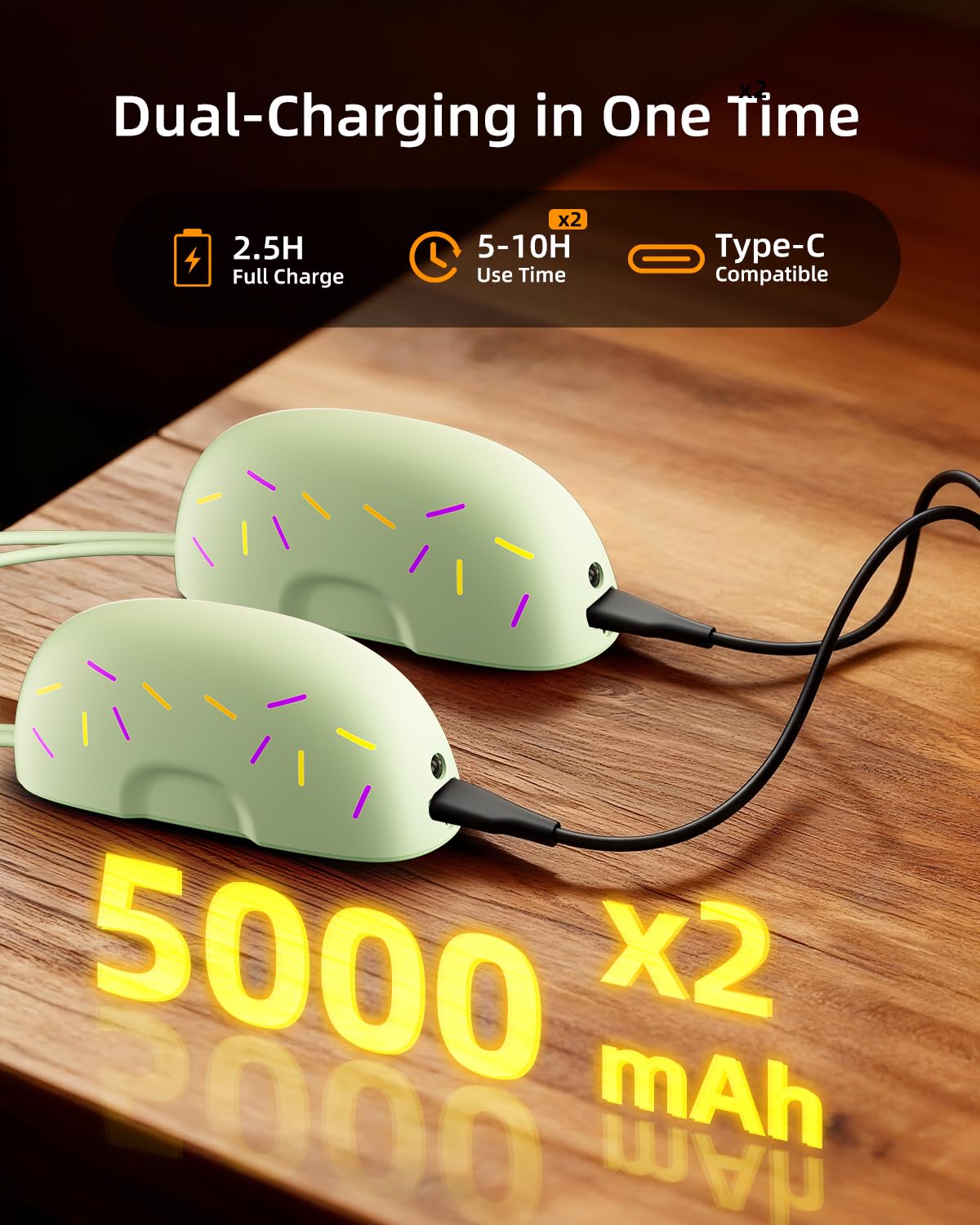 Lot de 2 chauffe-mains magnétiques rechargeables 2025 AI, 10 000 mAh, chauffe-mains électriques avec lampe de poche, certifié UL, cadeaux pour homme et femme, cadeaux pour Noël, anniversaire, chasse