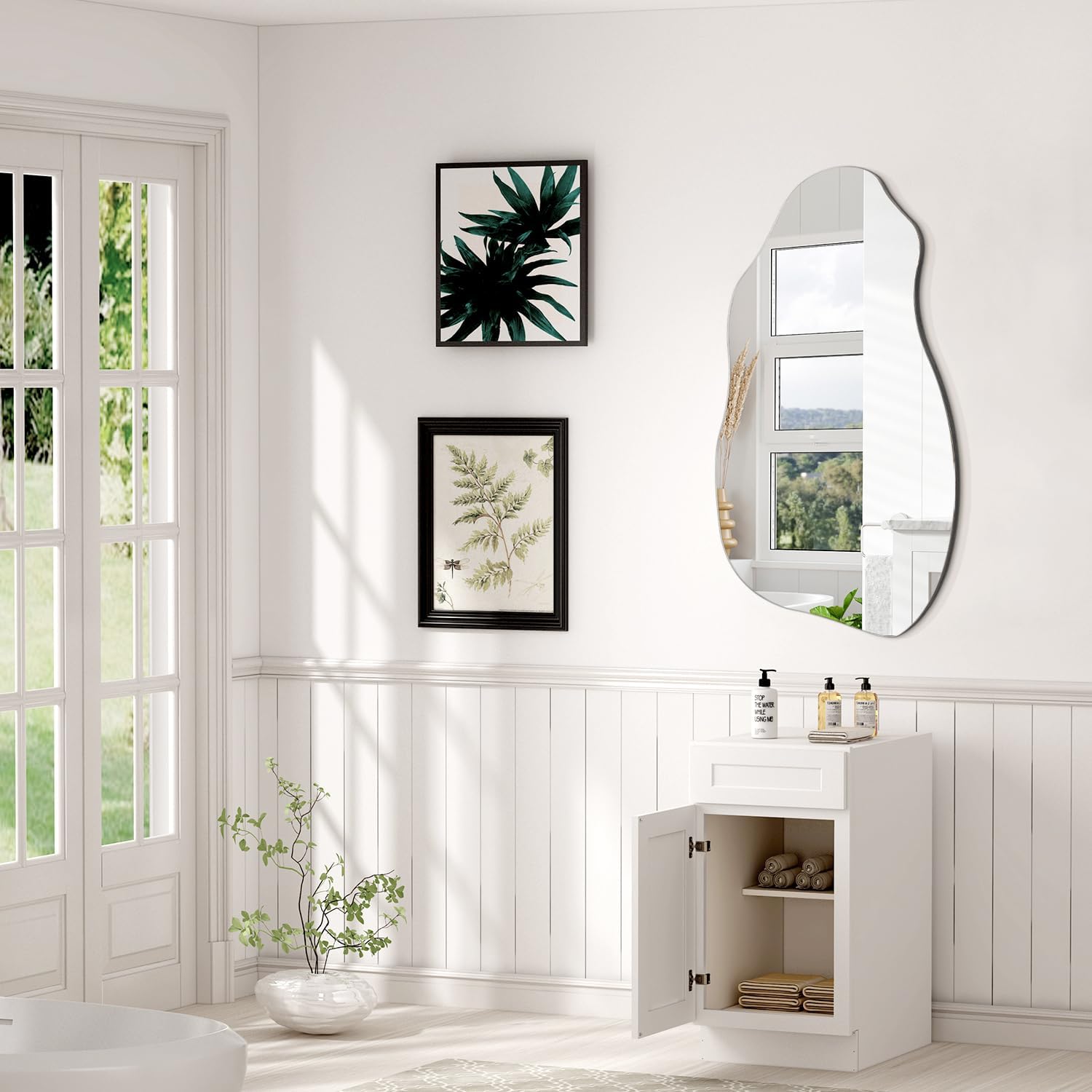 Asymmetrical Wall Mirror Modern Decorative Hanging Irregular Wall Mirrors for Bathroom Bedroom Living Room Entryway Decorative Modern Home Decor 24" L x 14" W