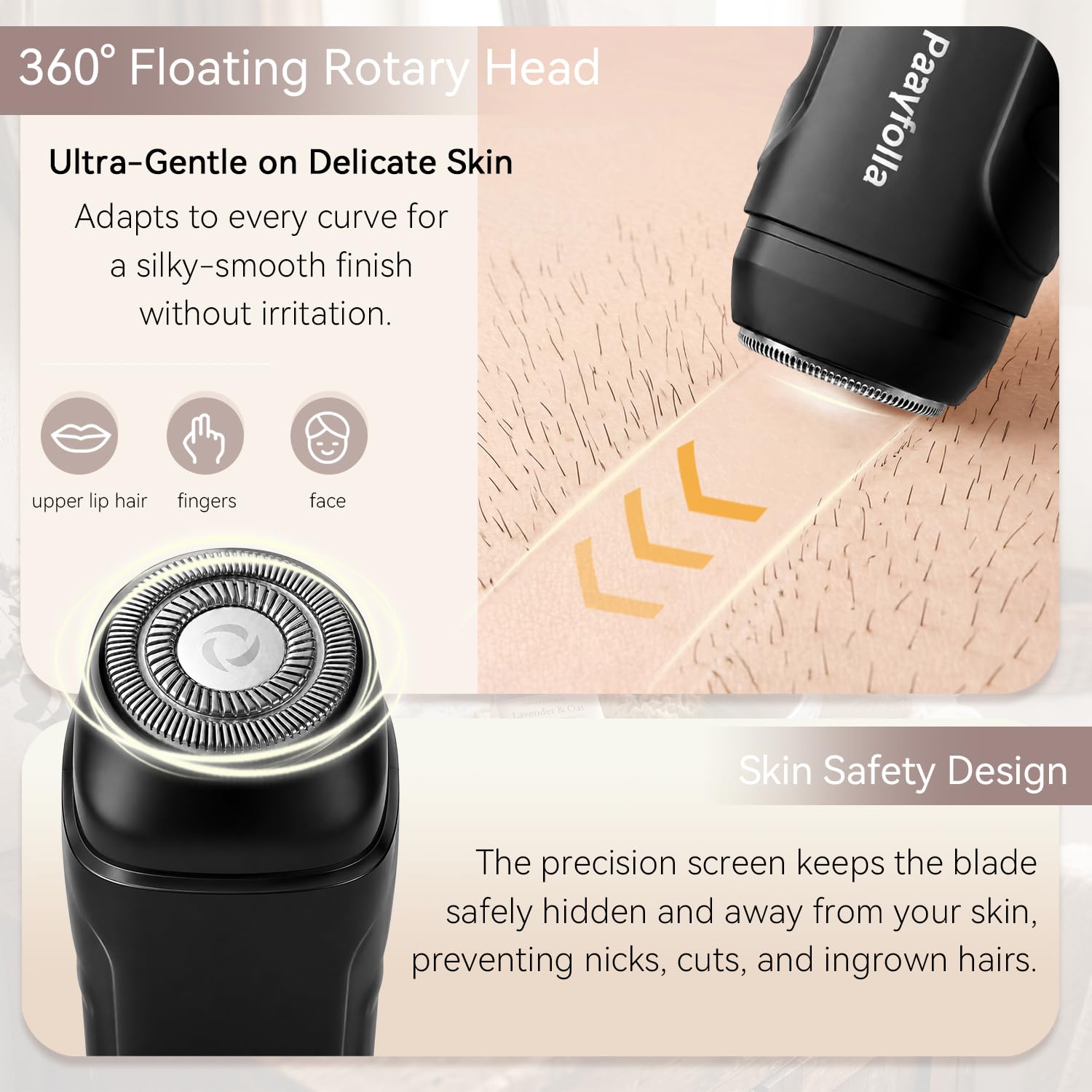 Rasoio elettrico senza fili da donna, 2 in 1, impermeabile, ricaricabile, per viso, gambe (nero)