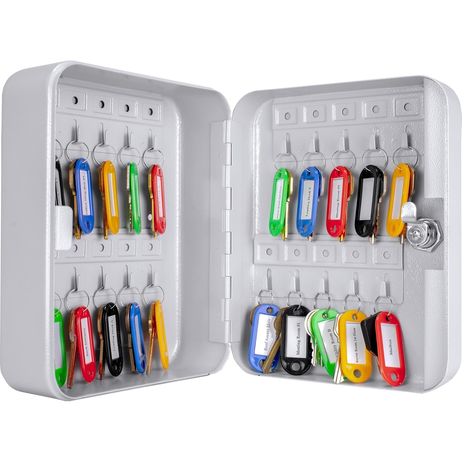 LASALE Key Cabinet Wall Mounted – Secure Lock Box with 20 Slots, Color Tags & Labels, Ideal for Property Owners, Rental Units, and Businesses