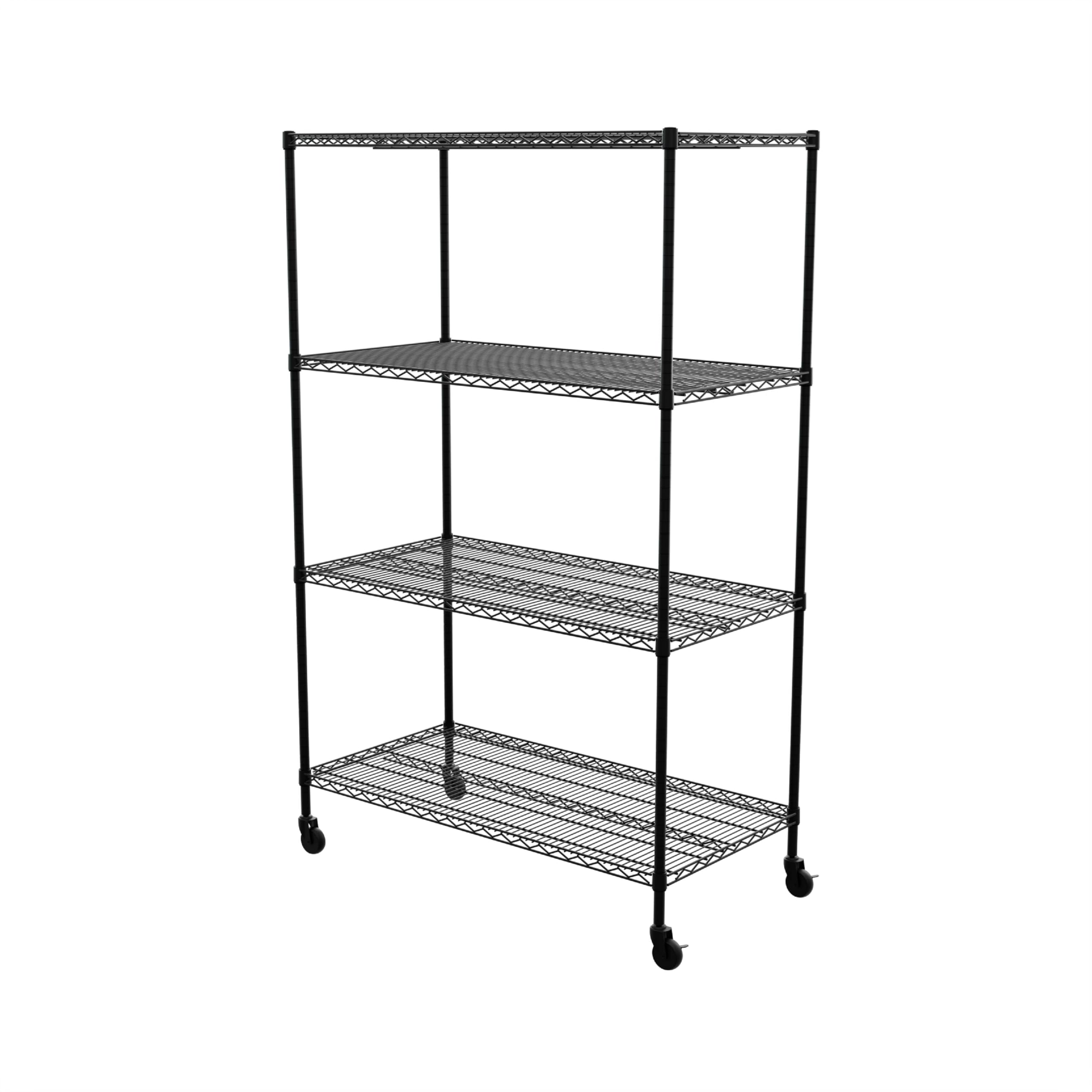 SafeRacks - NSF Certified Storage Shelves, Zinc, Heavy Duty Steel Wire Unit with Wheels and Adjustable Feet, Garage or Bakers Rack, Kitchen, Pantry
