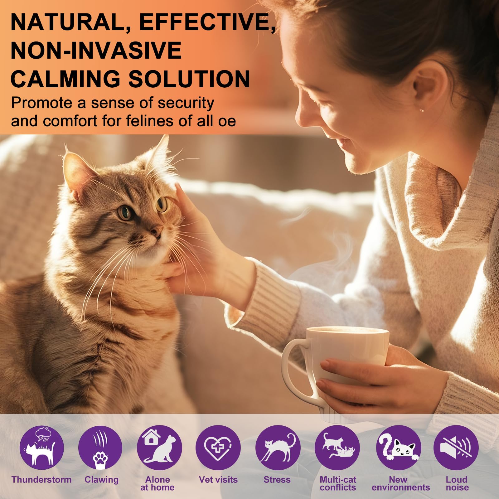 Ensemble diffuseur de phéromones apaisantes pour chat – 4 recharges de 48 ml + 1 diffuseur | Solution anti-stress pour chats | Soulage l'anxiété et favorise le calme (jaune, S)