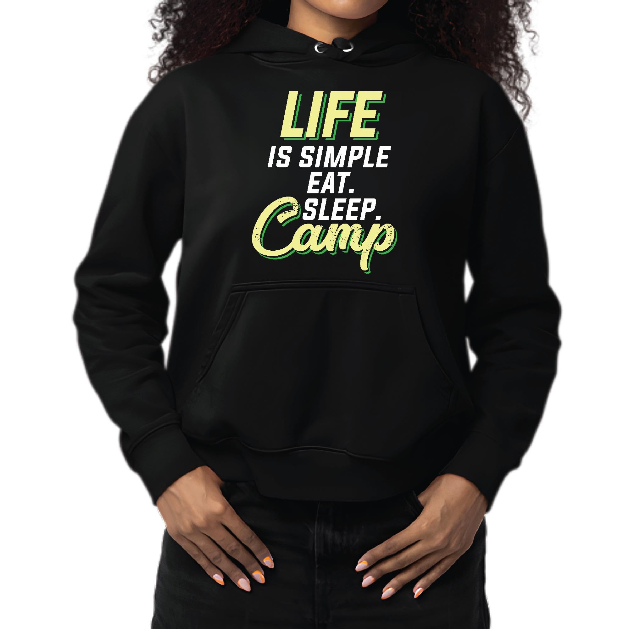 Funny Camping Gifts for Campers Who Love Life is Simple Black and Muticolor Unisex Hoodie