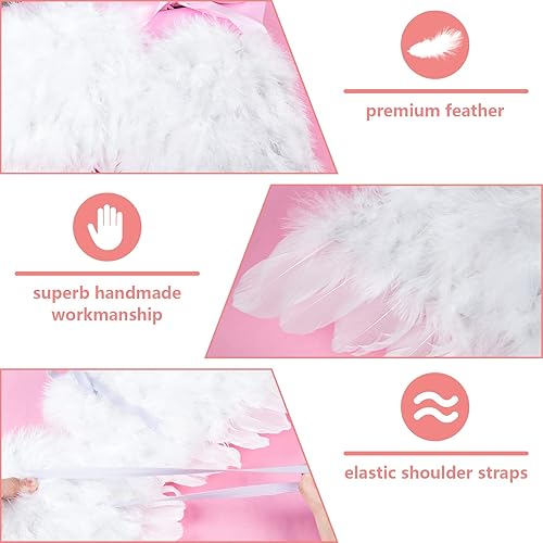 Vista 4 de AMOR PRESENT Kids Angel Wings, Angel Feather Wings and Halo Headband Angel Wings for Kids Angel Costume Photo Prop Cosplay