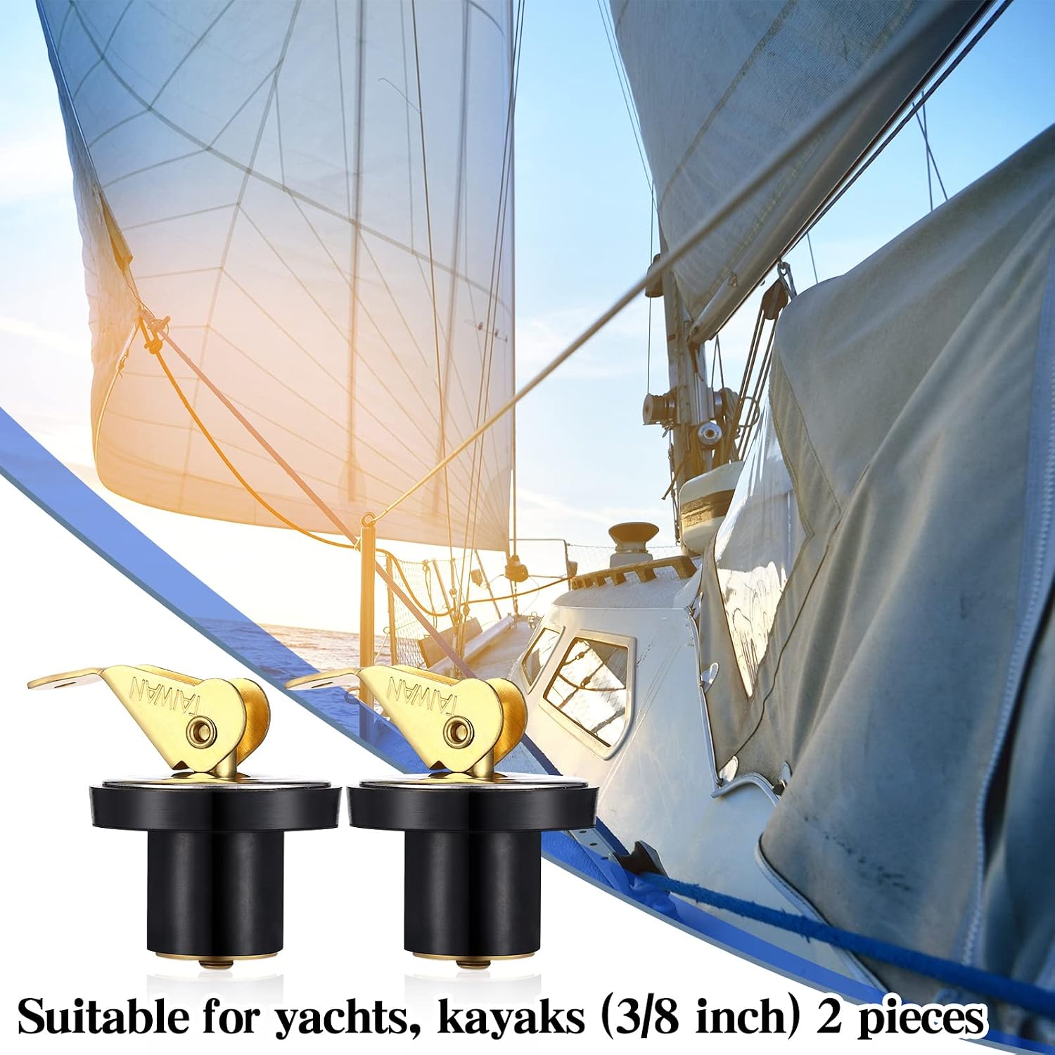 Amyhill 2 Pcs 5/8 Inch Brass Snap Lock Baitwell Plugs Brass Stainless Steel Boat Drain Plug Strong and Sturdy Fine Finish Drain Plug for Boat Yacht Kayak Marine Rust Proof