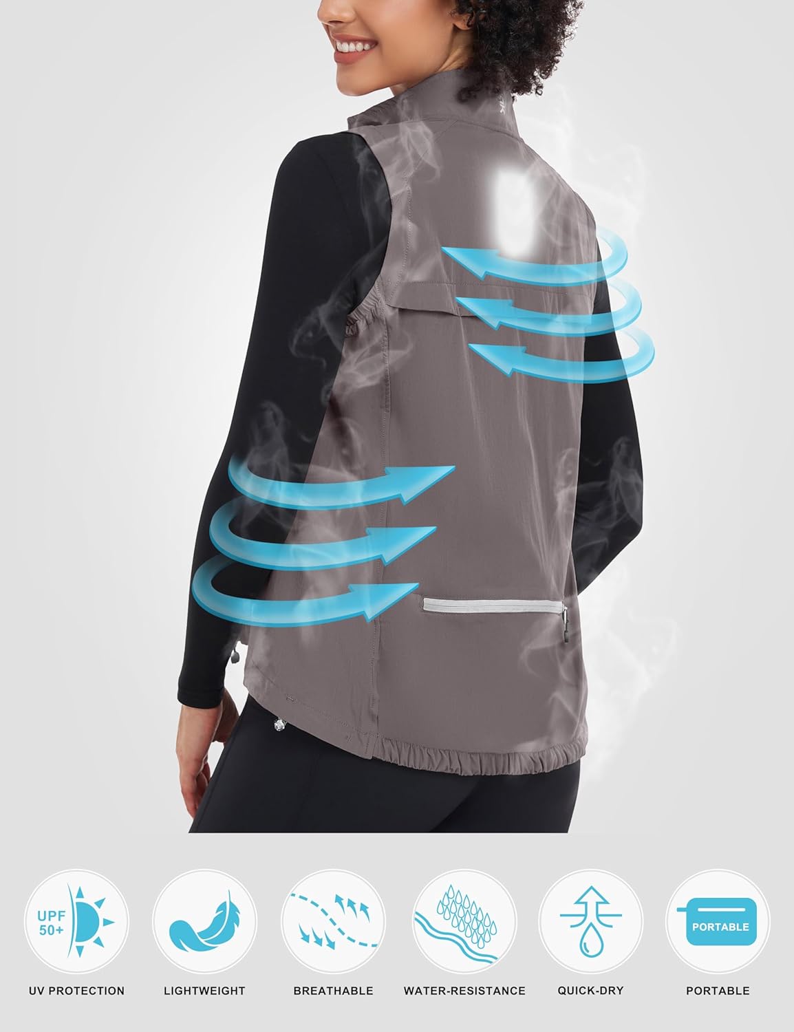 Little Donkey Andy Women's Lightweight Quick Dry Vest Summer Windproof Sleeveless Elastic Jacket for Golfing Cycling Running - Image 5