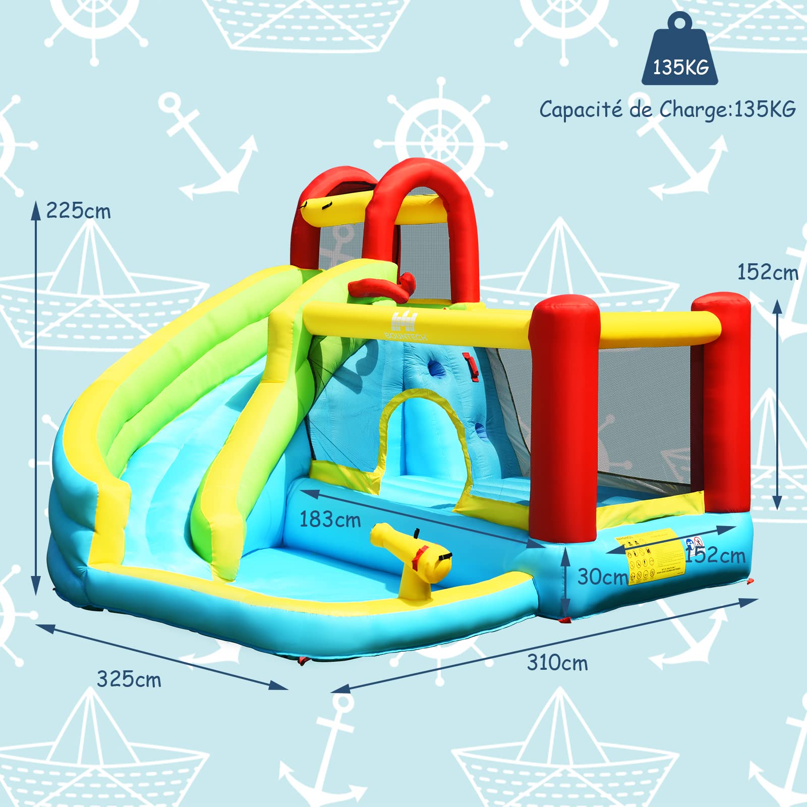 GOPLUS Castillo Hinchable para Niños, Hinchable Grande con Piscina, y Tobogán para Fiesta del Agua de Verano, Adecuado de 3 a 10 Años, ‎‎325 x 310 x 225 cm